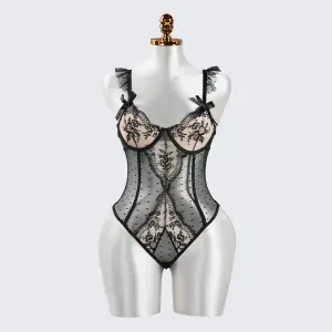 Vintage Lace Polka Dot Bodysuit