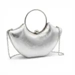 Silver Crescent Bag with Circular Handle VS-51