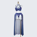 Plus Size Navy Blue Lace Tie Up Lingerie Bra Dress Set
