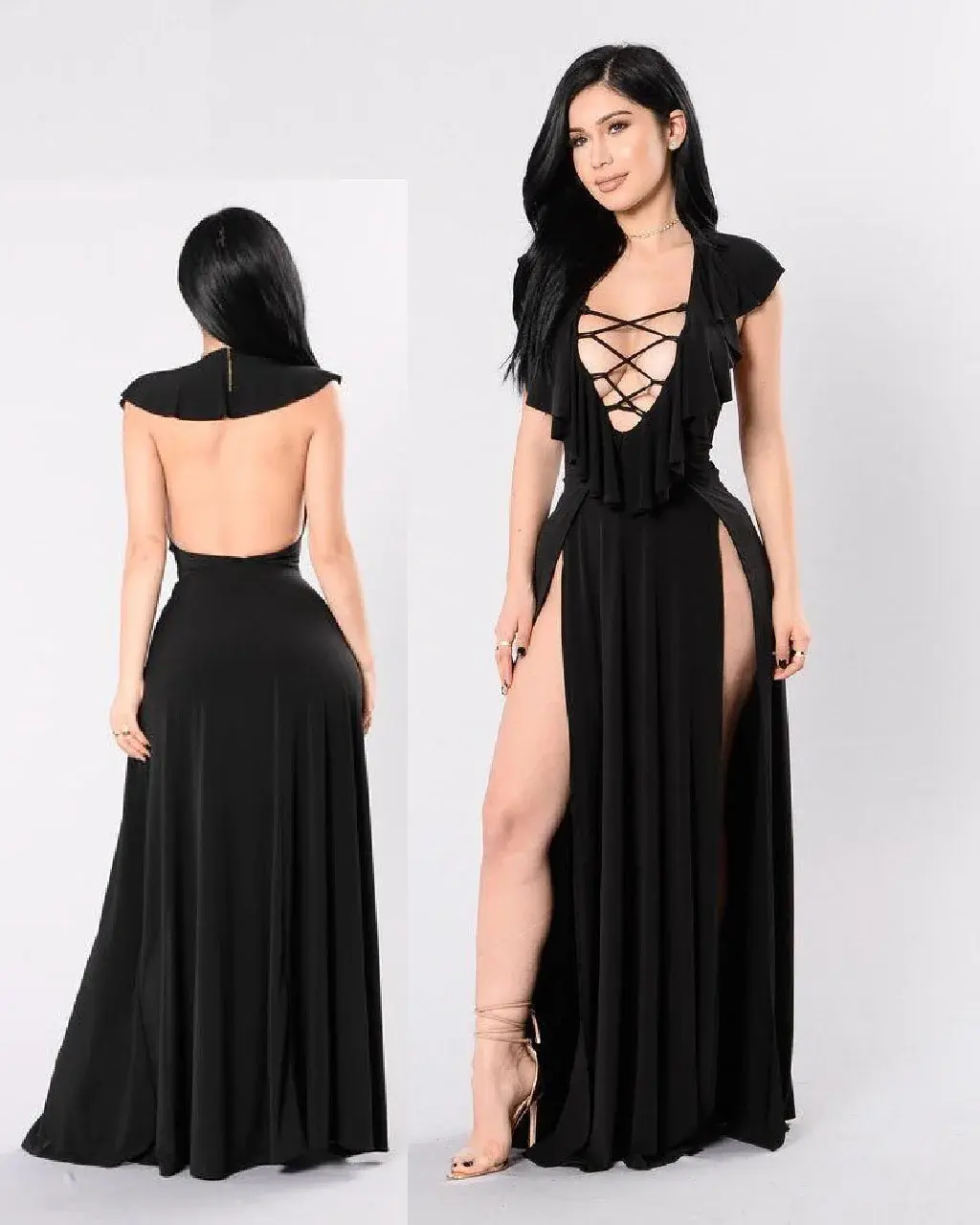 فستان الأسود بفتحتين – كود 35