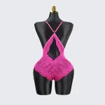 Peach Mesh Lace Lingerie Bodysuit