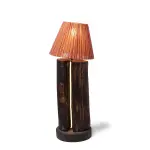 Handmade Wood Base with Colorful Yarn Design – Rustic Boho Lighting