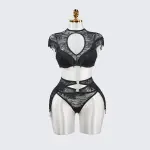 Fringe Sheer Halter Top Panty Set