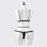 Sexy Black Lace Embroidery Erotic Cut-Out Bodysuit