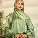 ALOE GREEN SATIN DRESS ISDAL