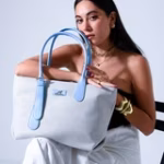 Tote Bag with Contrast Handle - BLUE