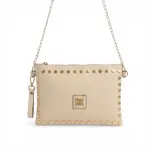 White studded clutch bag with gold-tone hardware BA-62