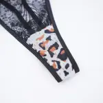 Plus Size Lace Push Up Bra Leopard Skirt Set