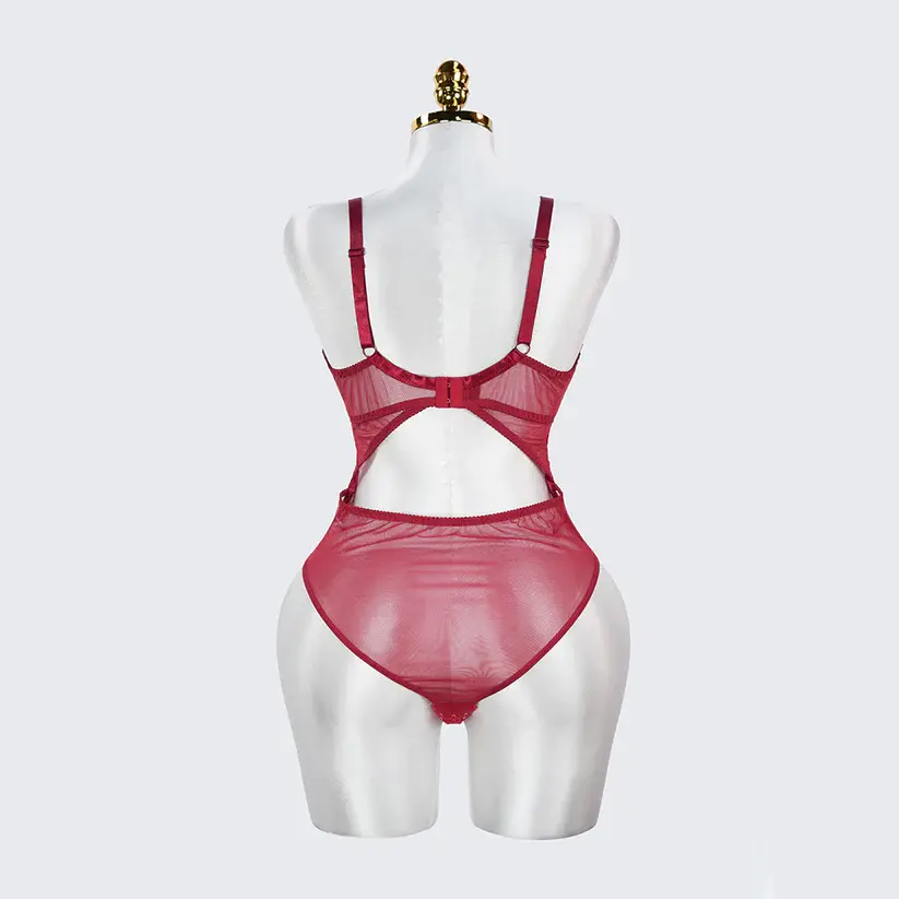 Plus Size Sexy Sheer Tummy Shaper Slimming Bodysuit