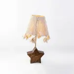 Handmade Boho Wooden Star Table Lamp with Macrame Shade