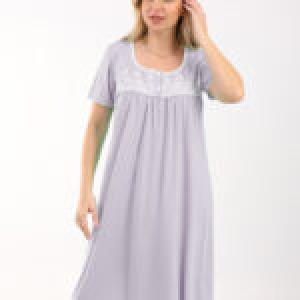 Mint Green Embroidered Nightgown – Soft Cotton & Elegant Design