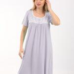 Mint Green Embroidered Nightgown – Soft Cotton & Elegant Design