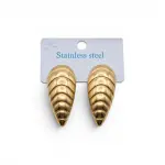 Gold-Tone Ribbed Teardrop Earrings EA-213