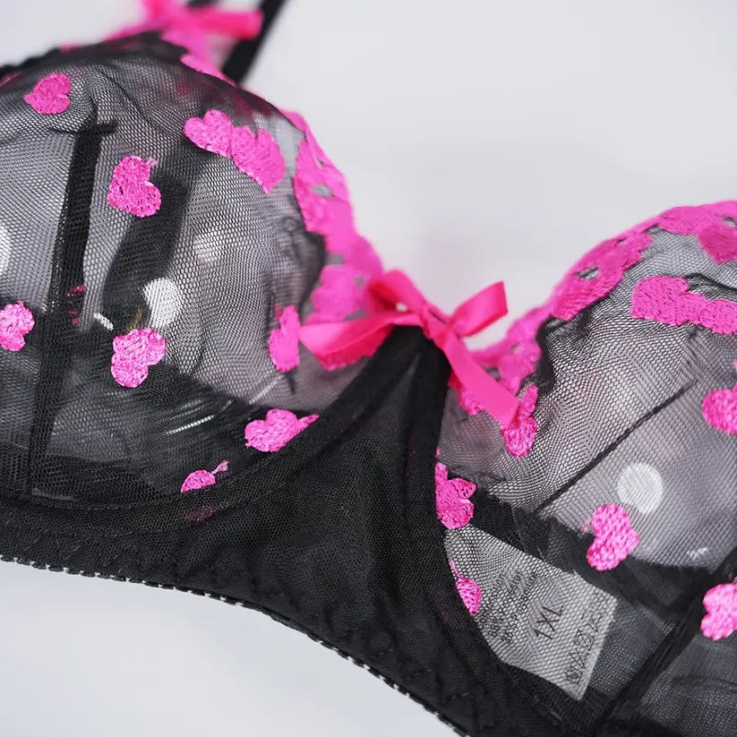 Plus Size Backless Sheer Lace Sexy Bra Panty Set