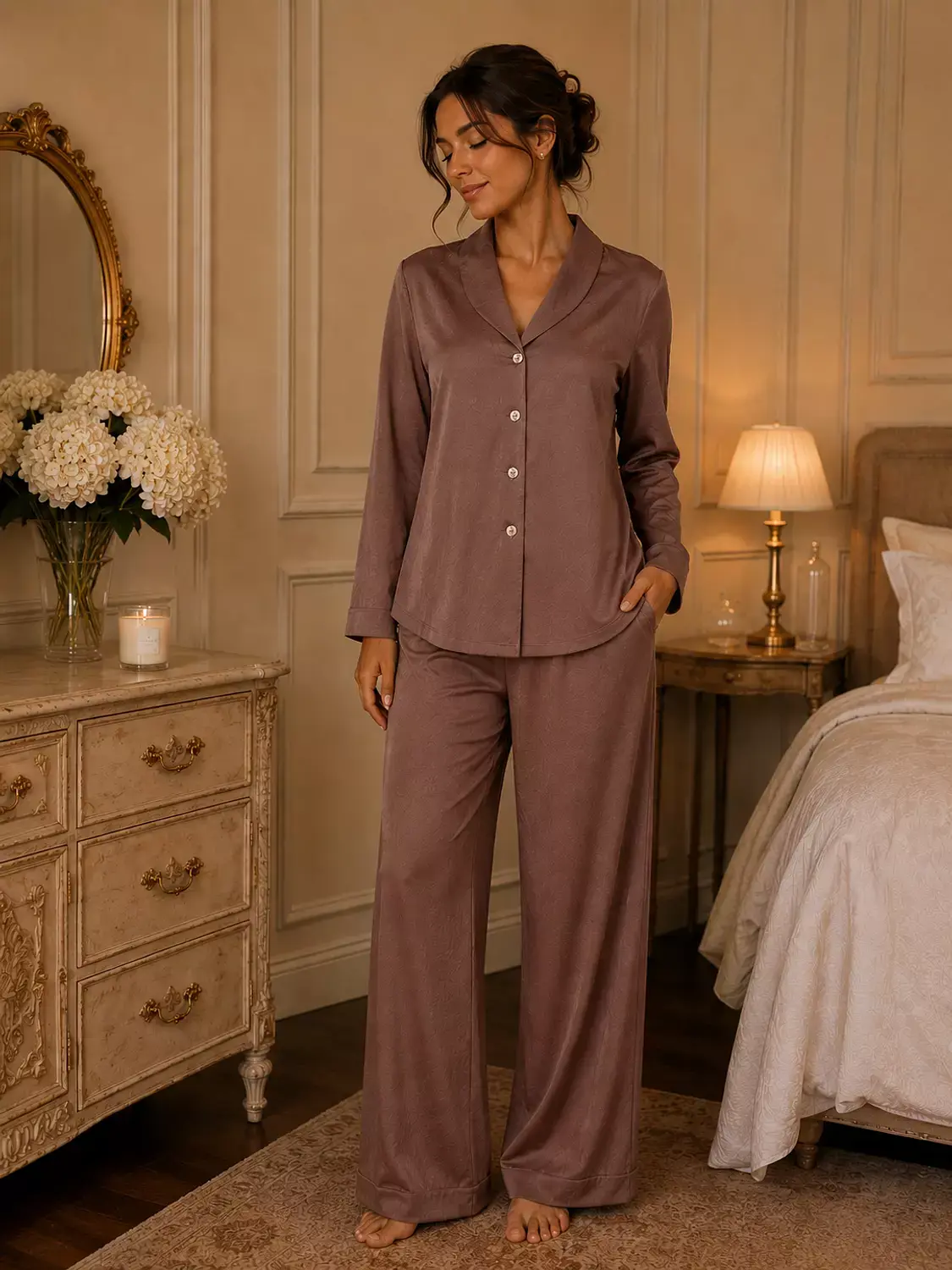 Mocha Crinkled Marble Effect pjs