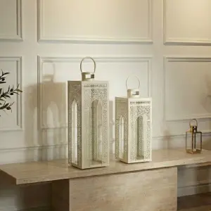 Ornate Moroccan Metal Lantern set
