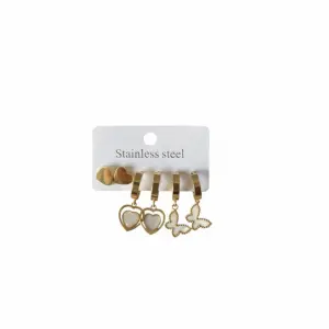 Golden Geometric Pearl Earrings EA-210