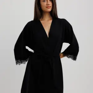 Lace Trim Cotton Robe