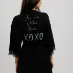 Lace Trim Cotton Robe