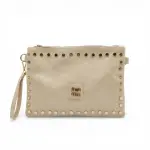 White studded clutch bag with gold-tone hardware BA-62