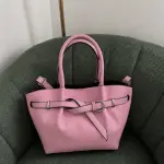 Belted Pebbled Hand Bag - pink
