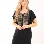 Elegant Embroidered Nightgown – Cotton with 1/2 Butterfly Sleeves