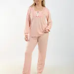 Elegant Cotton Pajama Set – Embroidered Details for Restful Nights