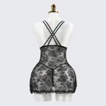 Sexy Black Lace Embroidery Sheer Seduction Babydoll Lingerie