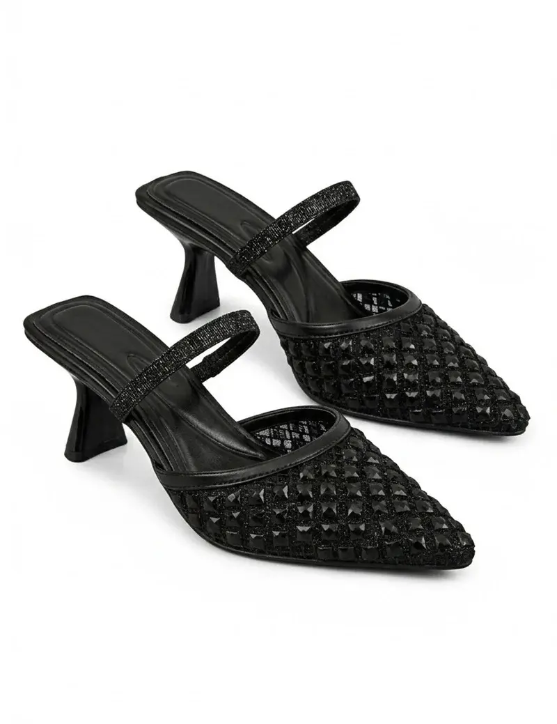 Elegant Embellished Mesh Heels C-83