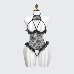 Plus Size Black Mesh Bodysuit