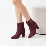 Elegant ankle boots with metallic ring details B-49