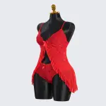 Red Full-body Lace Top Panty Set