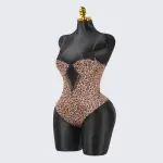 Leopard Print Black Lace Bodysuit
