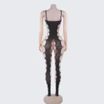 [2+ Items, 300 EGP Each] Spaghetti Strap Cutout Sheer Mesh Bodystocking