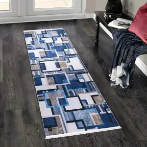 Blue Harmony digital corridor carpet