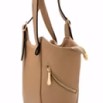 Geometric Bucket Shoulder Bag - cafe