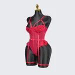 Plus Size Red Mesh Bodysuit