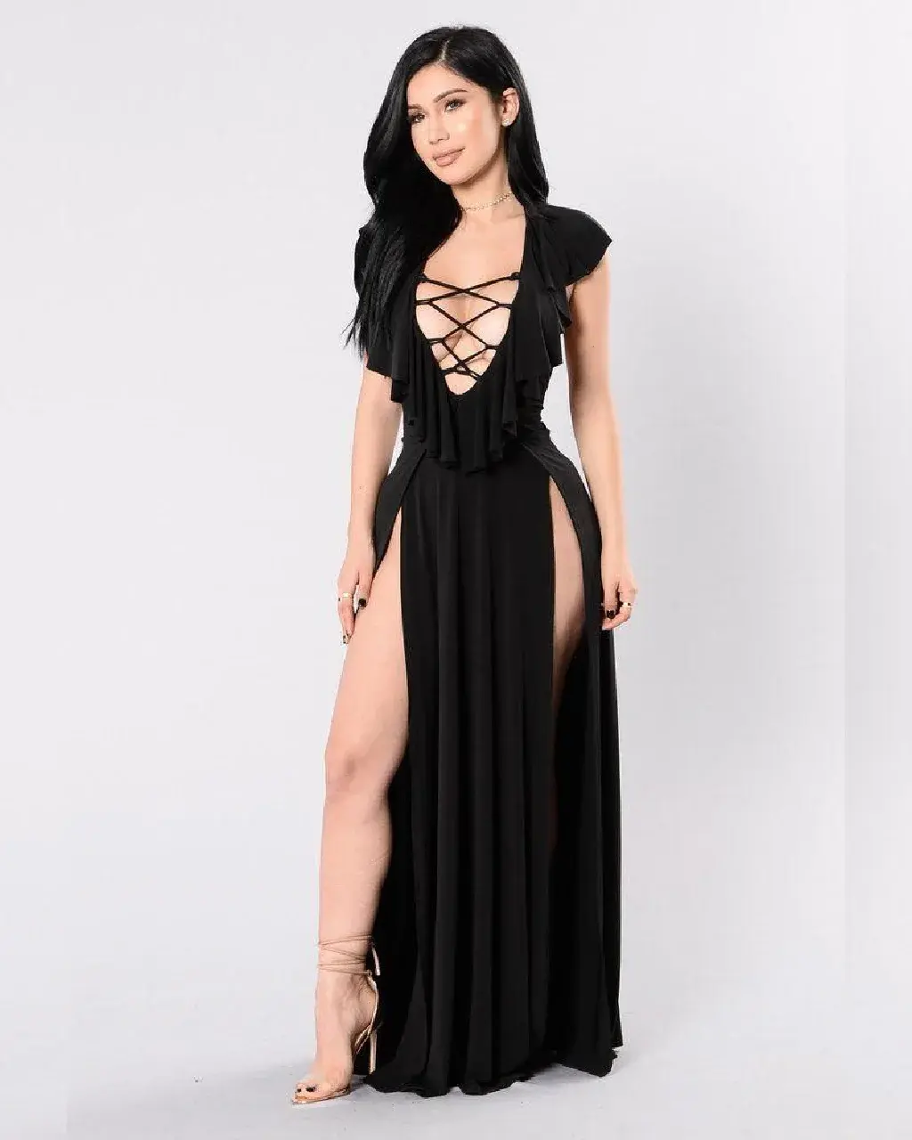 فستان الأسود بفتحتين – كود 35