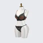 Leopard Lace Embroidered Panty Bra Set