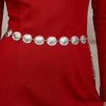 Hammered Disc Metal Belt – Silver & Gold U-18