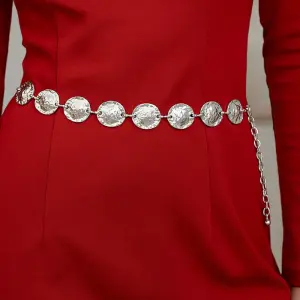 Hammered Disc Metal Belt – Silver & Gold U-18