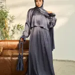 MYSTIC GREY SATIN DRESS ISDAL