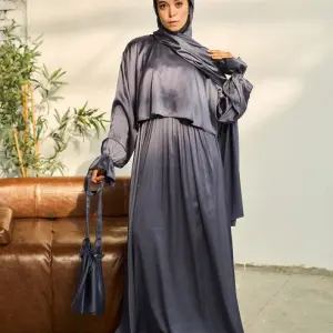 MYSTIC GREY SATIN DRESS ISDAL