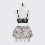 Plus Size Lace Push Up Bra Leopard Skirt Set
