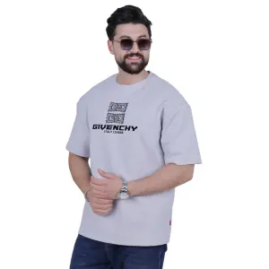Grey Chest and Back Print Oversize T-Shirt