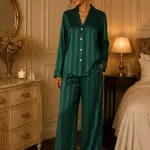 Emerald striped jacquard pjs