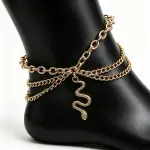 Women's Fashion Multi-Layer Metal Tassel Snake Pendant Anklet