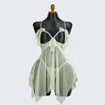 Light Green Lace See-through Lingerie Dress Panty Set