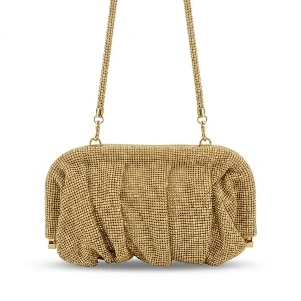 Ruched Golden Shimmer Evening Bag VS-56