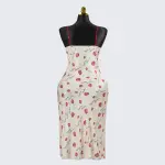 Rose Print Deep V Spaghetti Straps Dress